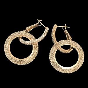 Elegant Rose Gold Tone Hoop Earrings Two Looks One Pair NEW